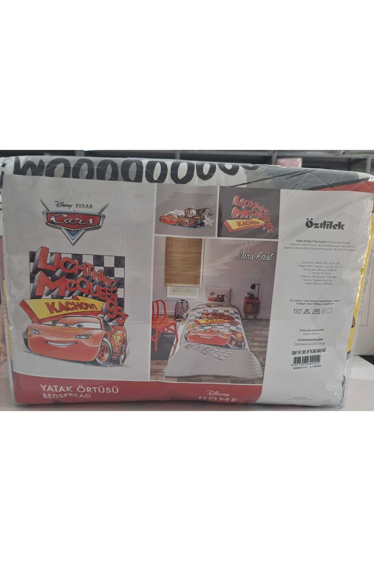 Lisanslı Disney Çocuk Yatak Örtüsü Takımı Tek Kişilik Gri Cars Fast