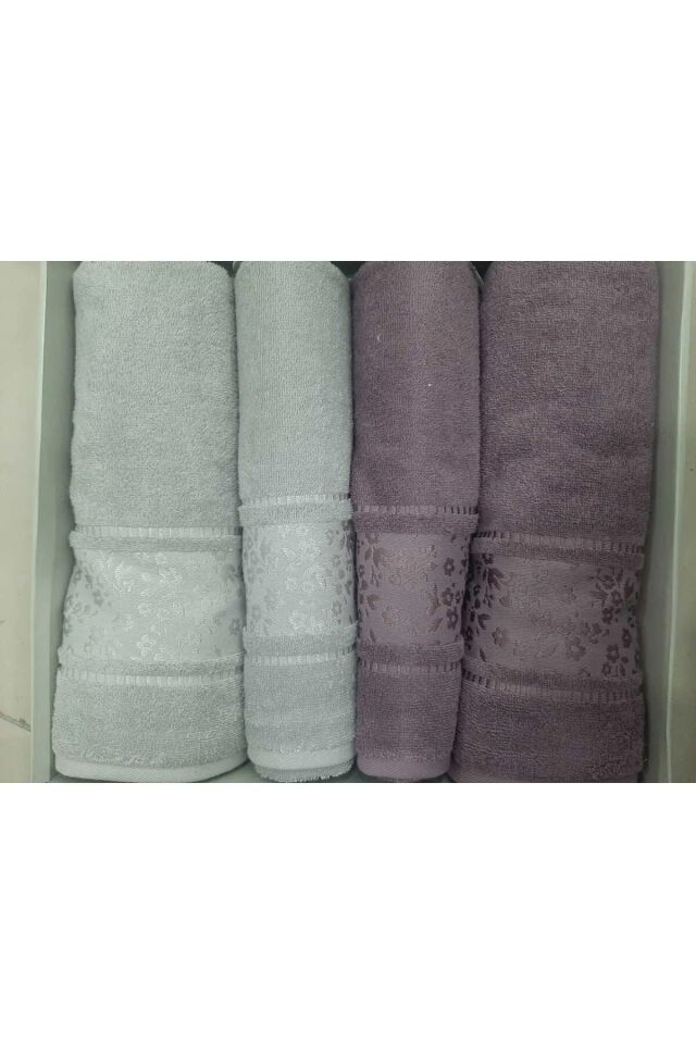 Camellia GRİ-MÜRDÜM 4 PARÇA BEST SET HAVLU
