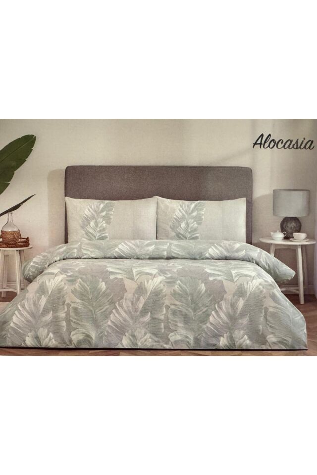 Nev Tek Kişilik Nevresim Takımı Alocasia Yeşil (Y)