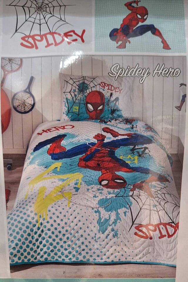 LİSANSLI DISNEY TEK KİŞİLİK YATAK ÖRTÜSÜ SETİ SPIDEY HERO YEŞİL
