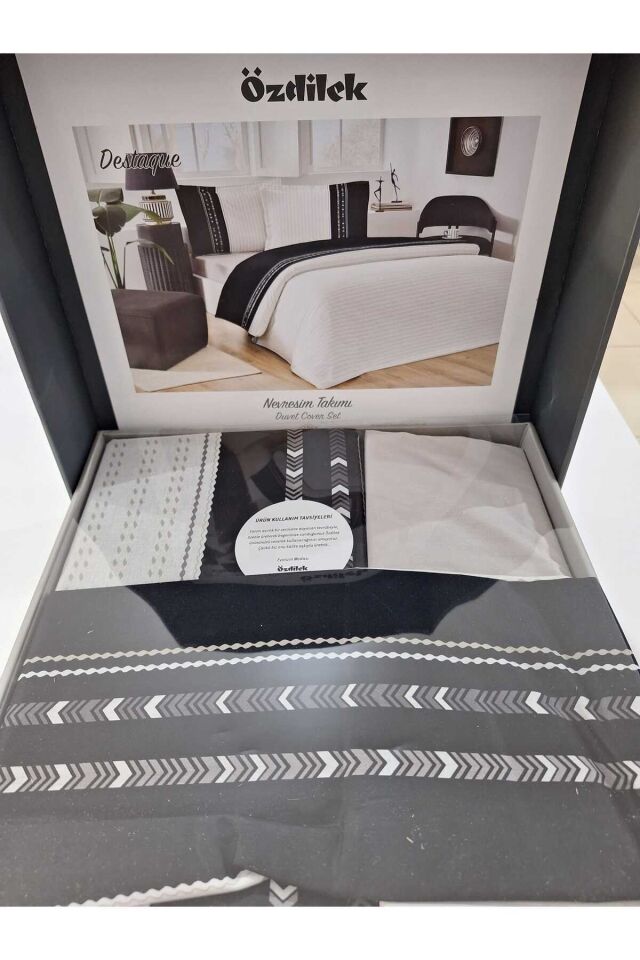 RANFORCE ÇİFT KİŞİLİK NEVRESİM TAKIMI DESTAQUE SİYAH