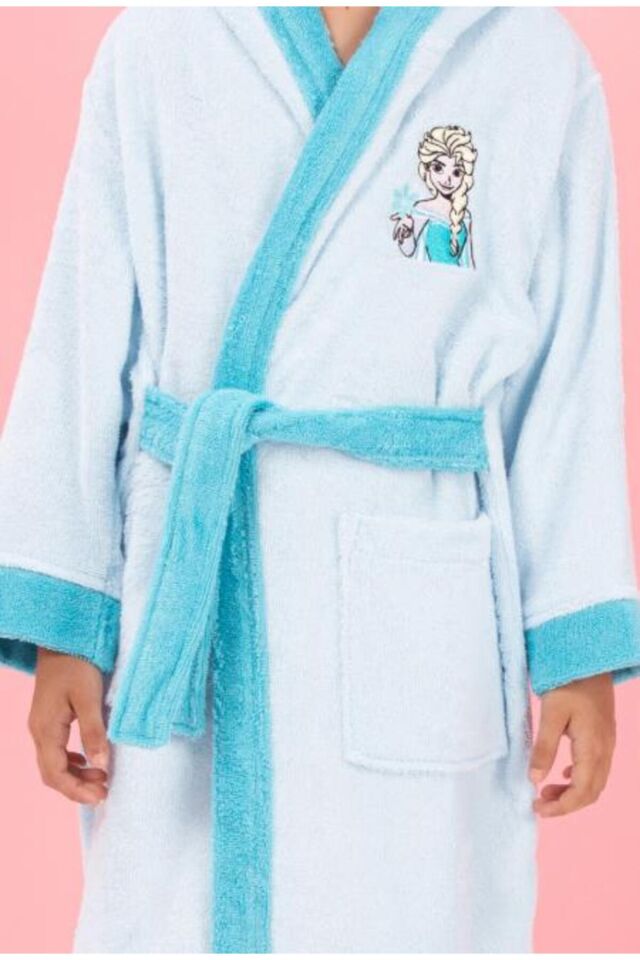 Frozen Snowflake Nakışlı Disney Lisanslı Kapüşonlu Çocuk Bornozu