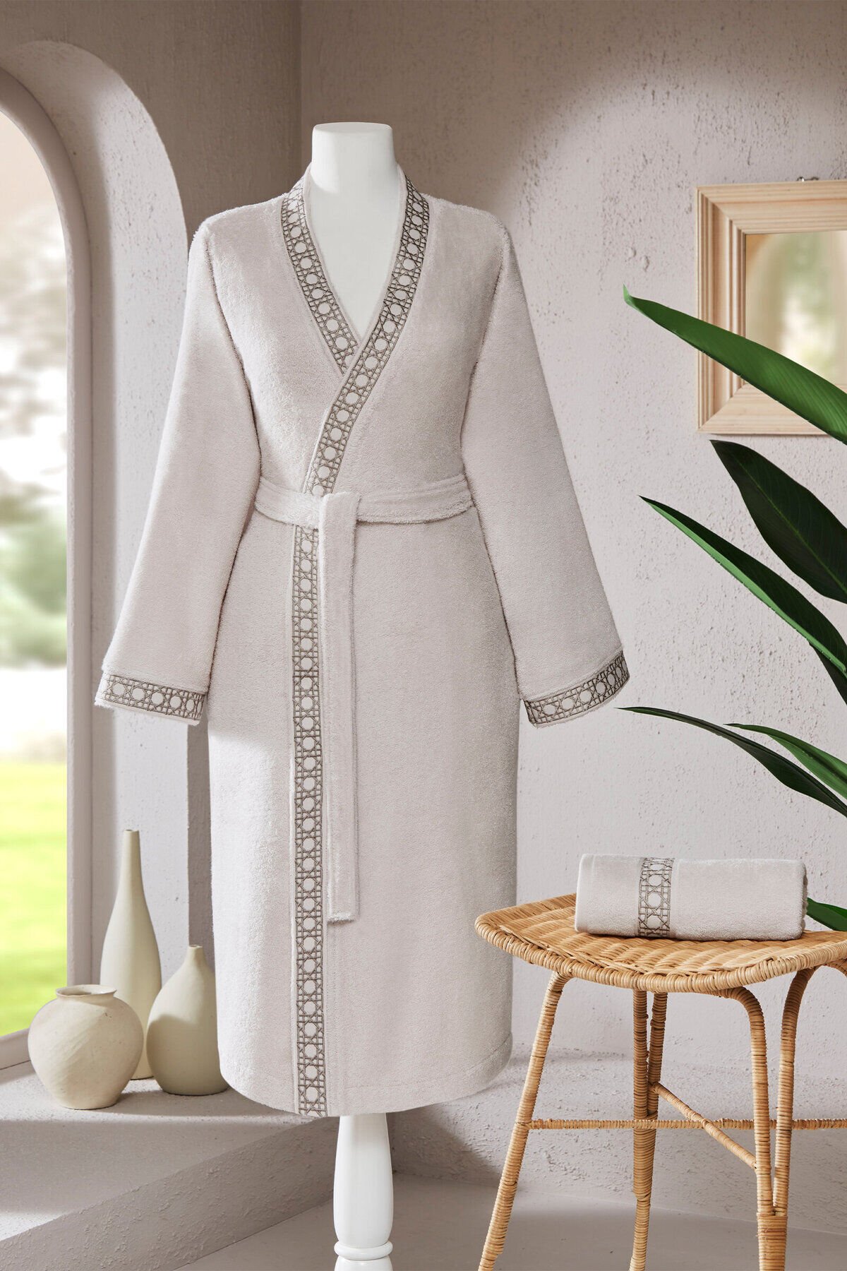 Özdilek Aurea Nakışlı Kimono Kadın Bornoz Seti