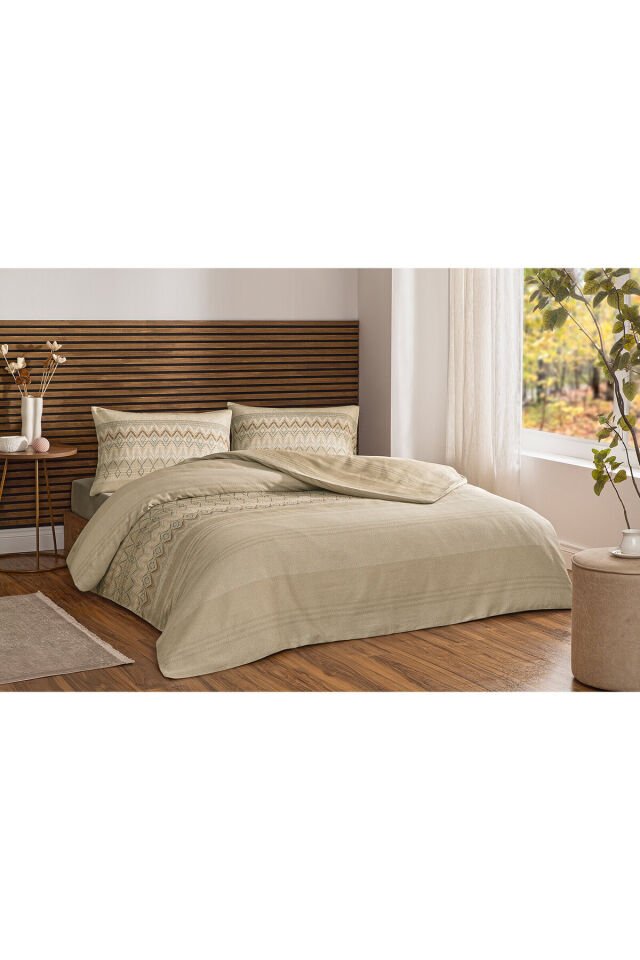 Herringbone Çift Kişilik Soft Life Saten Nevresim Takımı