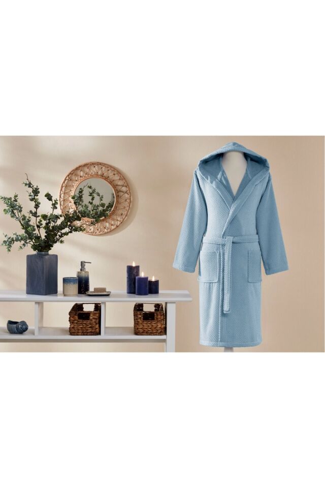 Ekoseli Kapüşonlu Çocuk Bornozu