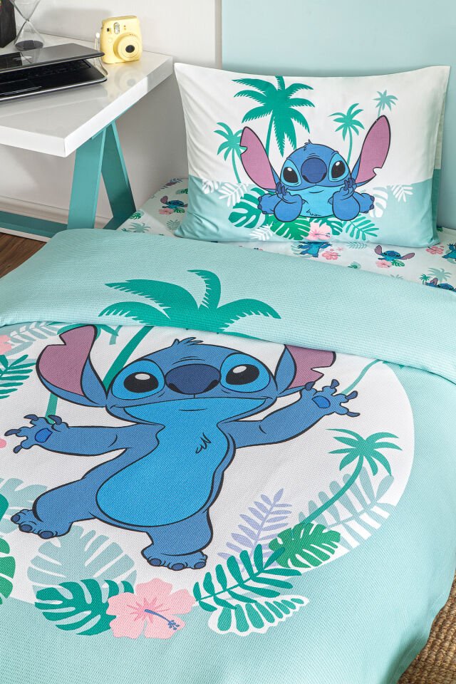 Özdilek Stitch Summer Tek Kişilik Disney Lisanslı Lastikli Çarşaf Çocuk Nevresim Takımı