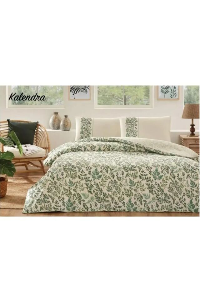 Kalendra Nev Çift Kişilik Nevresim Takımı - Yeşil