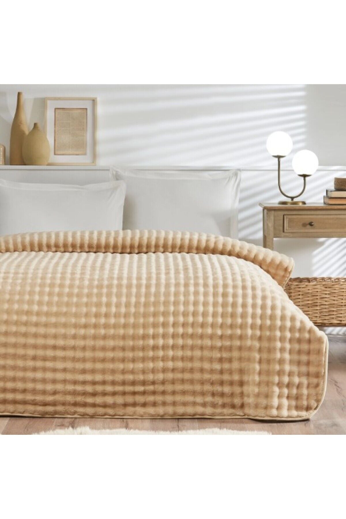 Battaniye Fluffy Çift Kişilik Kahve