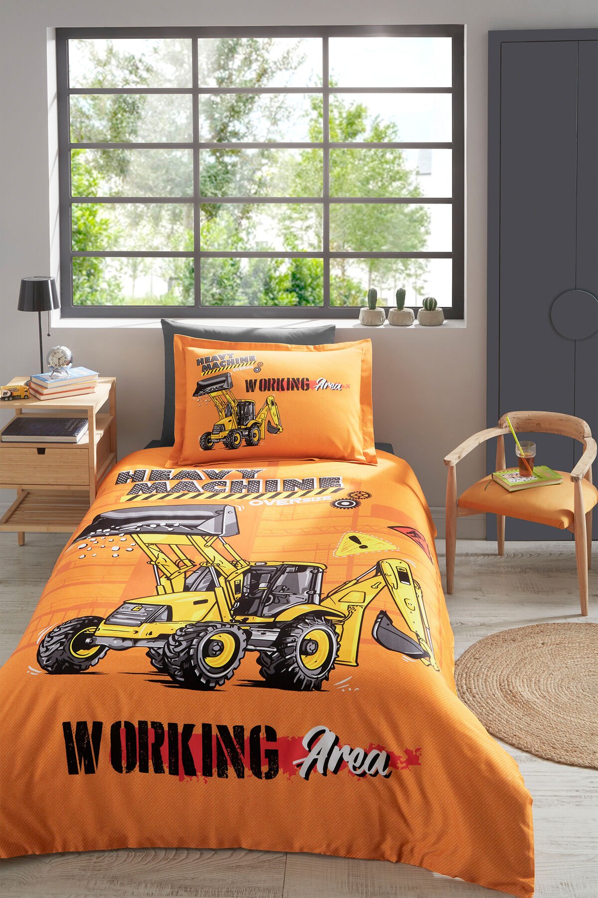 Heavy Machine Tek Kişilik Lastikli Çarşaf Nevresim Takımı