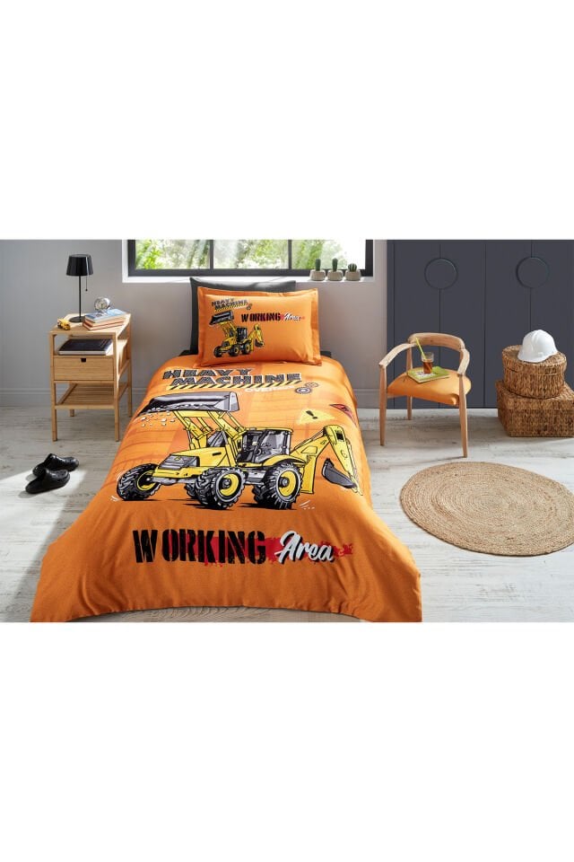 Heavy Machine Tek Kişilik Lastikli Çarşaf Nevresim Takımı