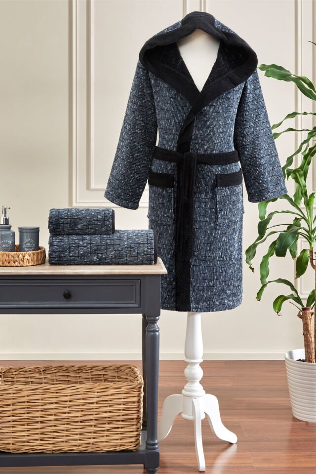 Modra Maskülen Kapüşonlu Bornoz