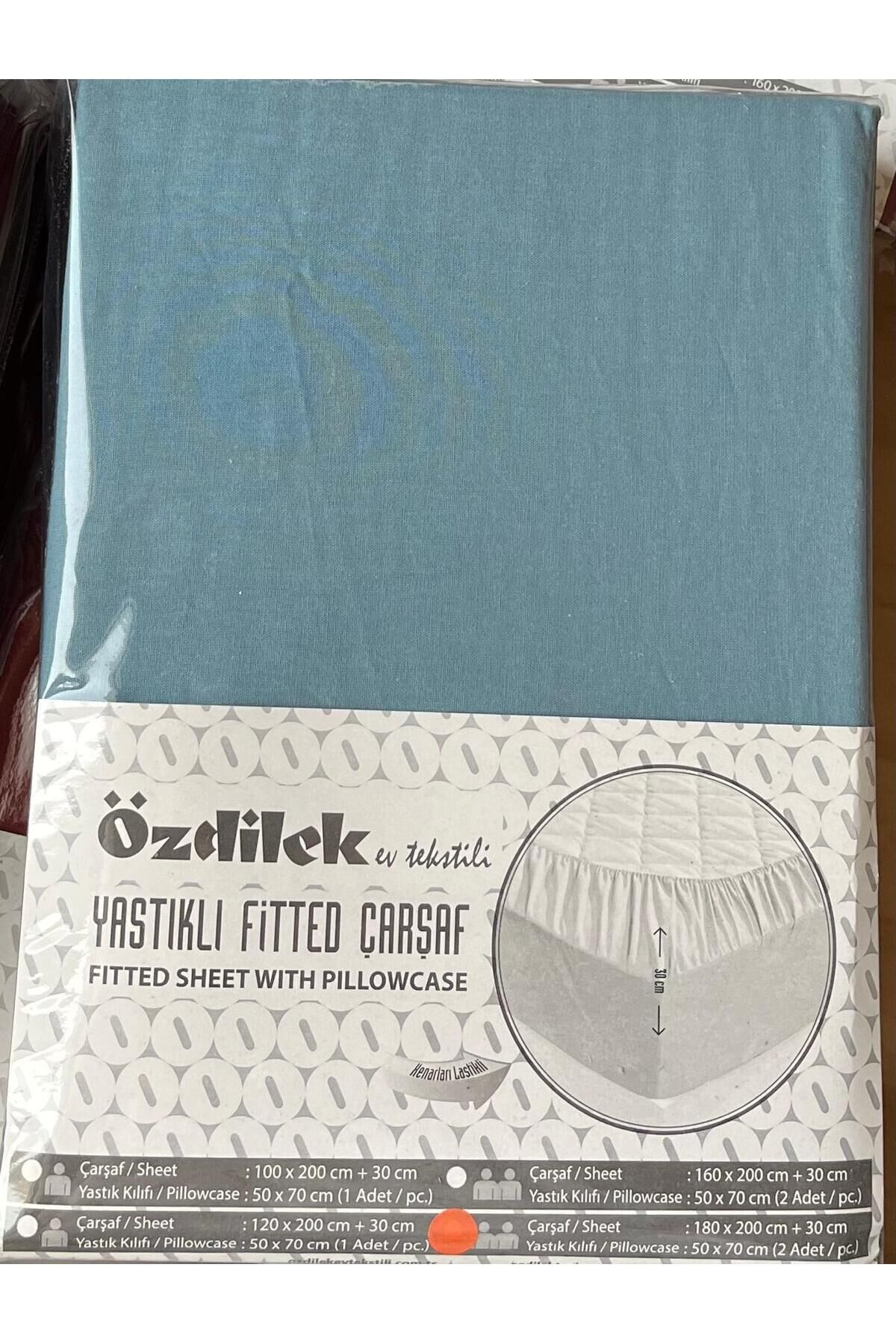 Özdilek Fitted Lastikli Çarşaf Seti Yastıklı Çarşaf %100 Pamuk Ranforce 180x200 Maldiv Colourist