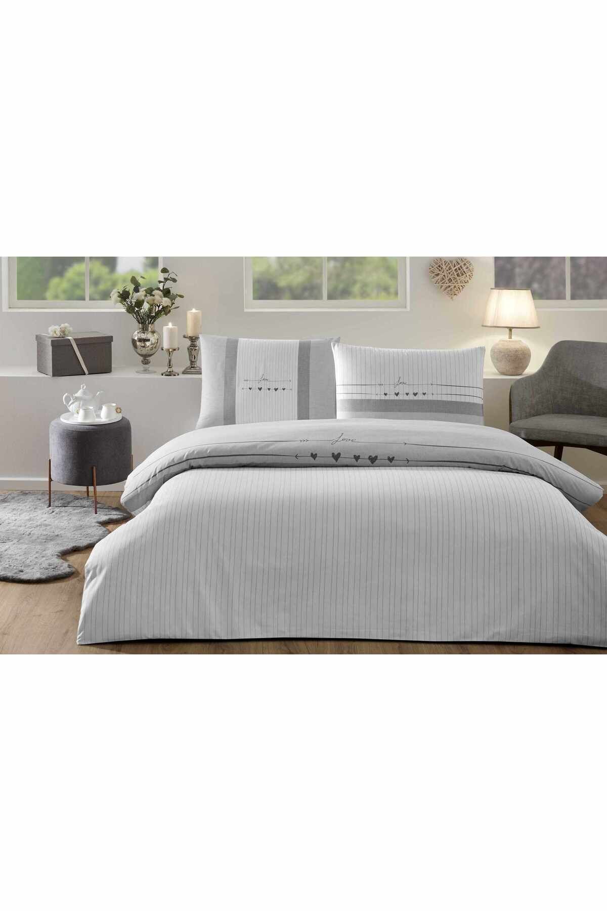 Nevresim Takımı. Nev Çift Kişilik GRI HEARTBEAT (OZEL)