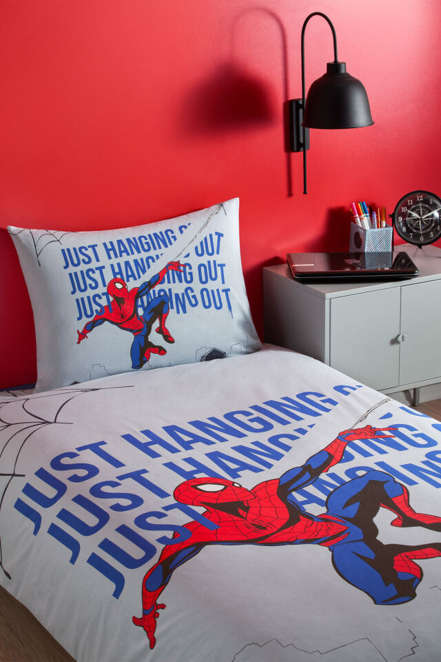 Spiderman Blue Web Tek Kişilik Lisanslı Lastikli Çocuk Nevresim Takımı