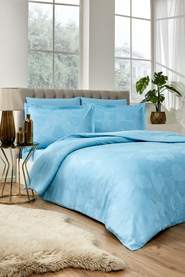 Özdilek Yaprak Çift Kişilik Jakarlı Saten Nevresim Takımı