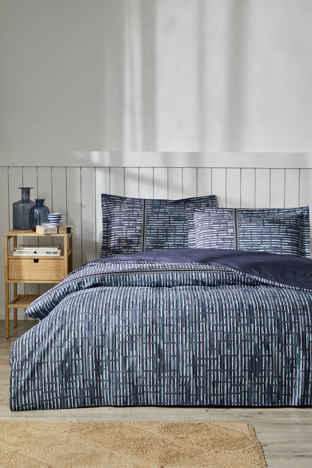 Modra Çift Kişilik Lastikli Çarşaf Nevresim Takımı