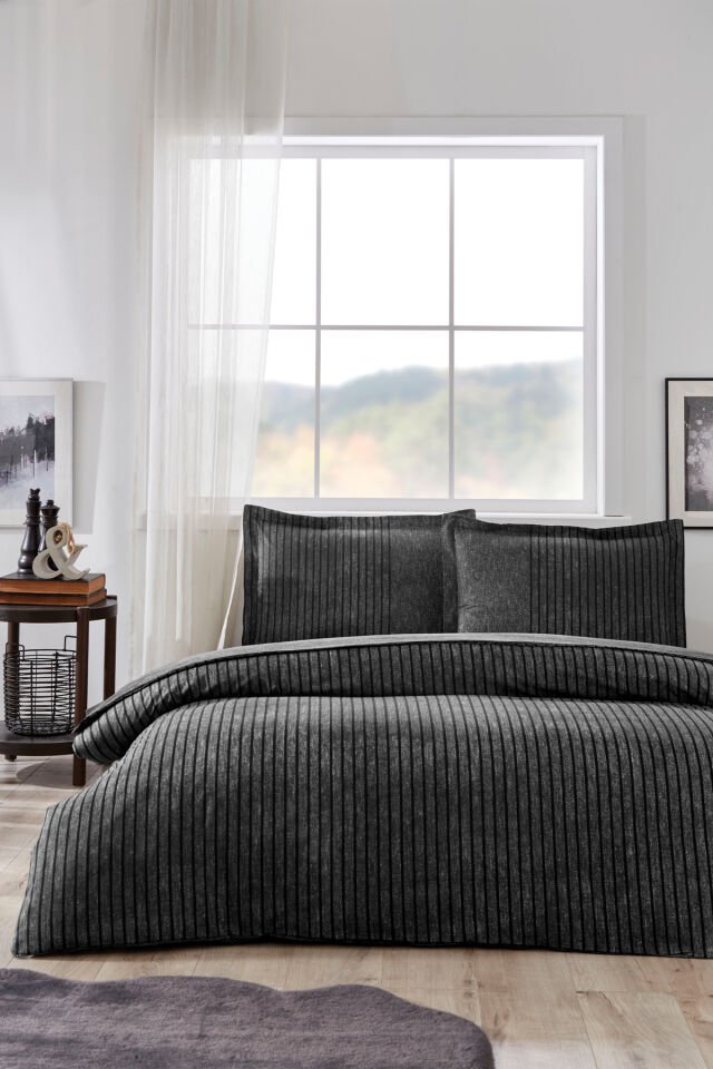 Noir Tek Kişilik Lastikli Çarşaf Nevresim Takımı