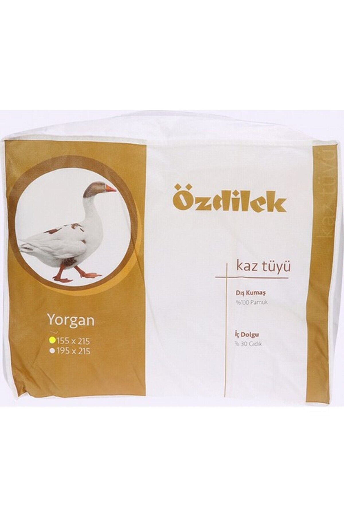 Beyaz Kaz Tüyü Yorgan Tek Kişilik 155x215