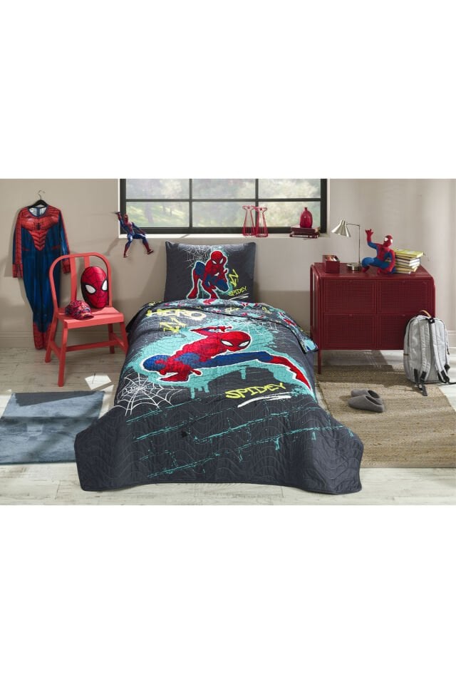 Spiderman Street Tek Kişilik Disney Lisanslı Çocuk Yatak Örtüsü 160x230 Cm
