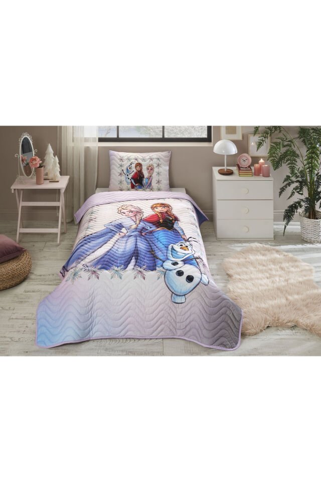 Frozen Frosted Tek Kişilik Disney Lisanslı Çocuk Yatak Örtüsü 160x230 Cm