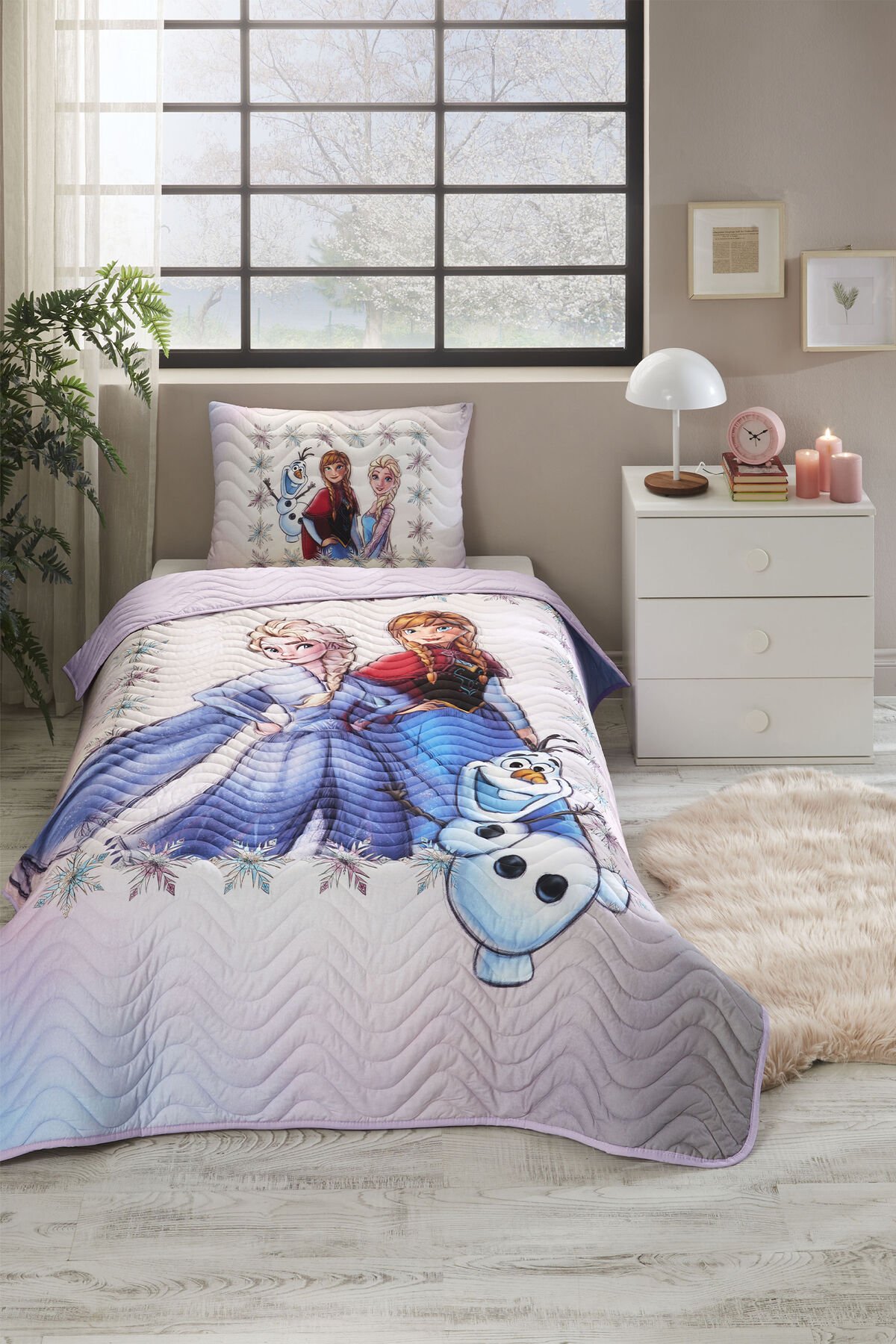 Frozen Frosted Tek Kişilik Disney Lisanslı Çocuk Yatak Örtüsü 160x230 Cm