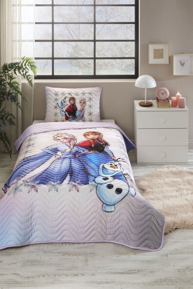 Frozen Frosted Tek Kişilik Disney Lisanslı Çocuk Yatak Örtüsü 160x230 Cm