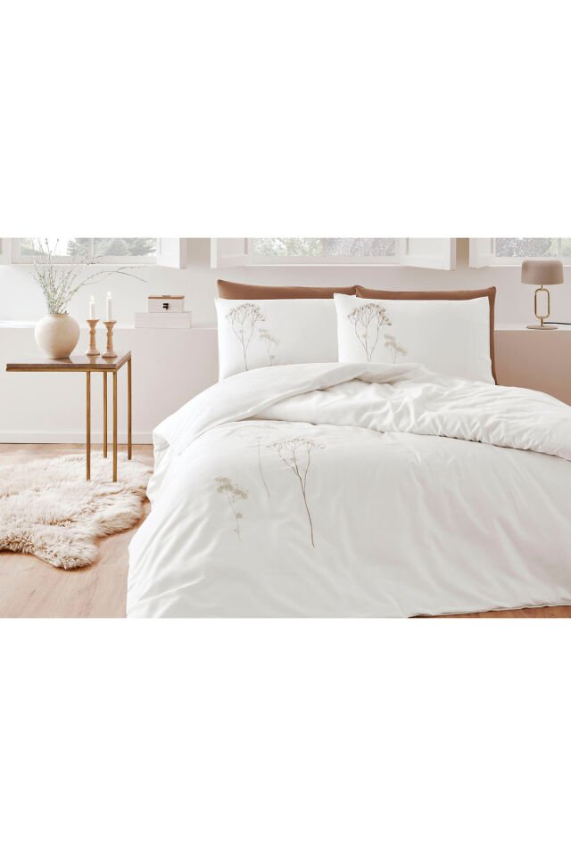 Özdilek Elisa Çift Kişilik Nakışlı Saten Nevresim Takımı