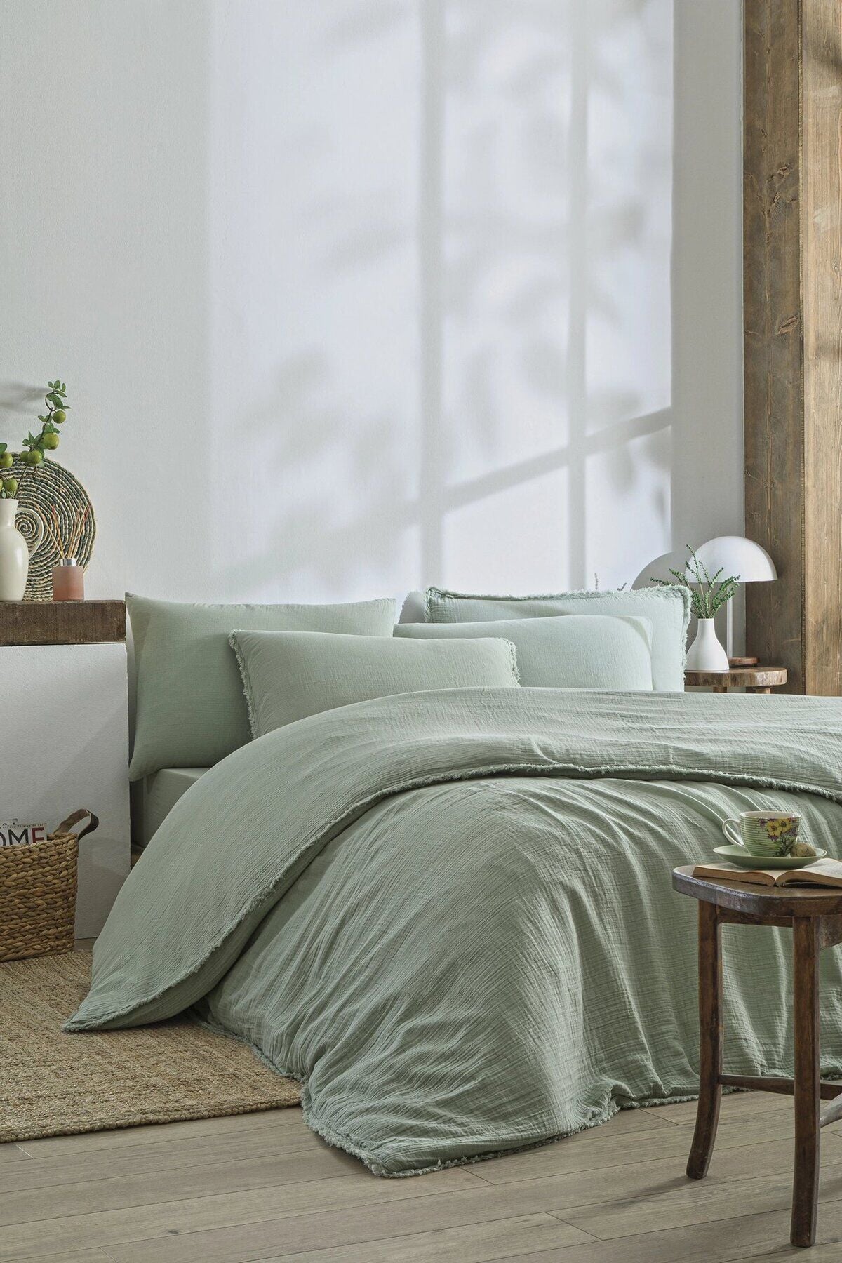 Özdilek Sofia Battal Boy Lastikli Fitted Çarşaf Müslin Nevresim Takımı