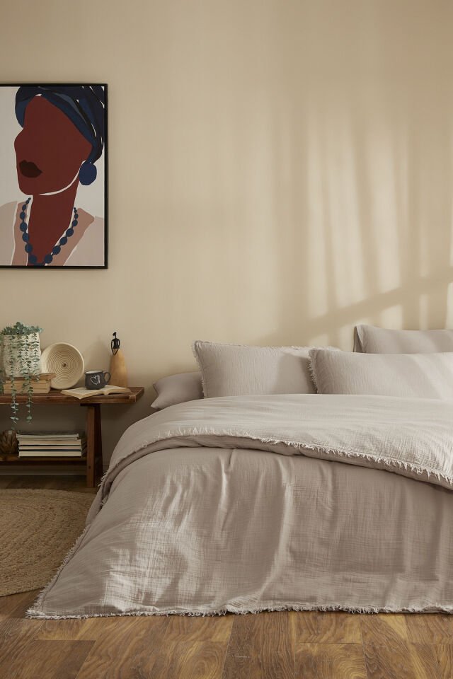 Sofia Çift Kişilik Lastikli Çarşaf Muslin Nevresim Takımı