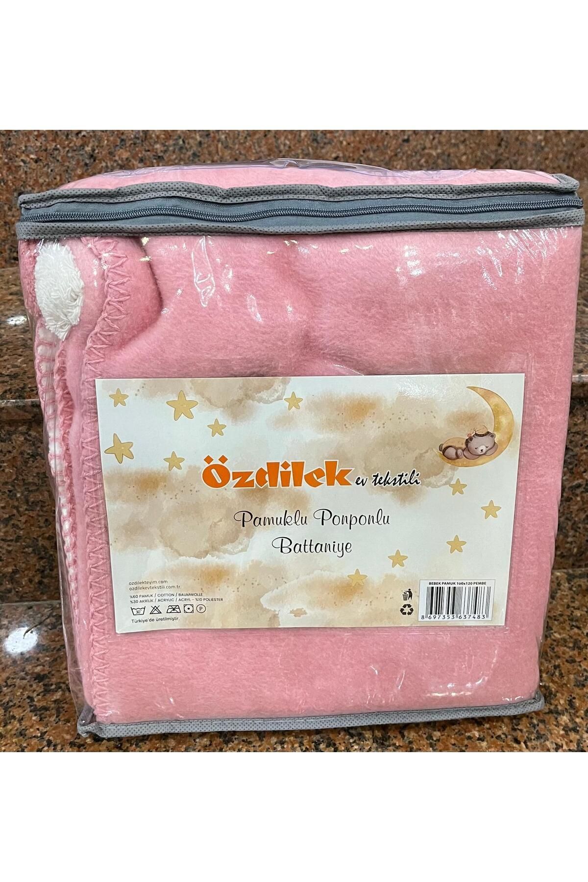 Özdilek Pamuklu Ponponlu Bebek Battaniyesi