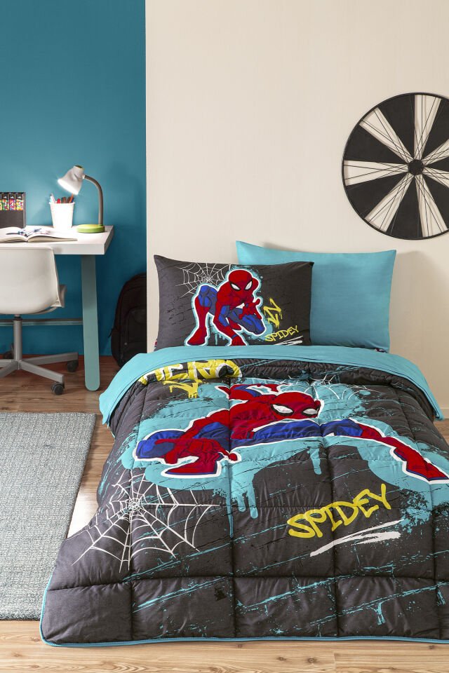 Spiderman Street Tek Kişilik Disney Lisanslı Lastikli Çarşaf Çocuk Uyku Seti