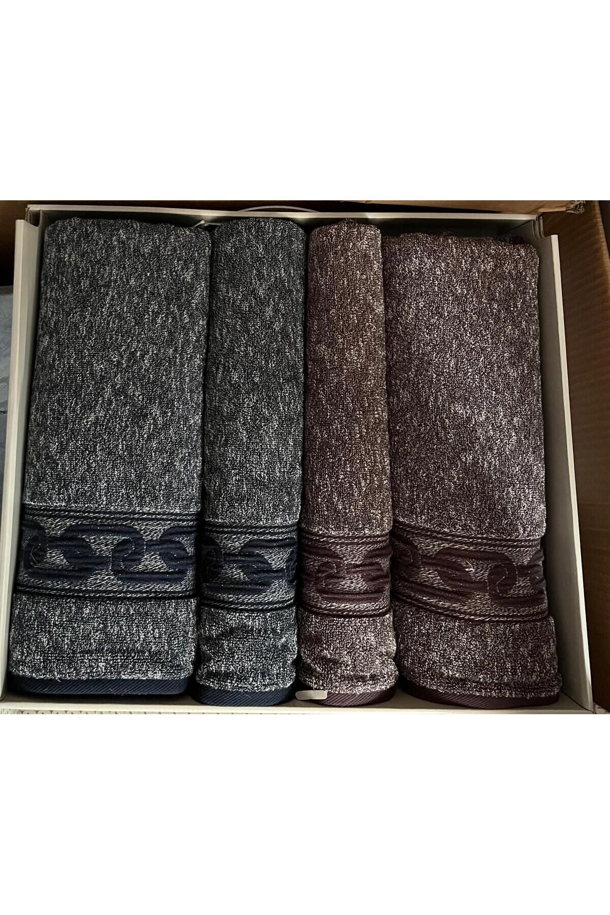 Özdilek Bold Chain Best Set Hamam Takımı Lacivert - Mürdüm