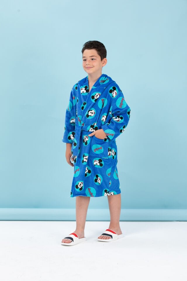 Mickey Mouse Smile Disney Lisanslı Kapüşonlu Çocuk Bornozu 5/6 Yaş