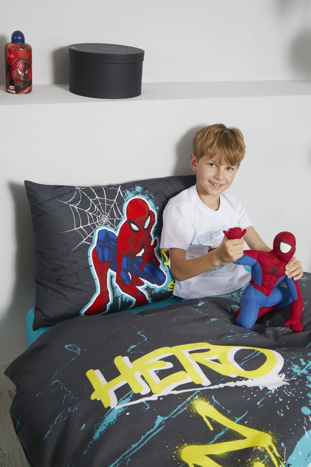 Disney Spiderman Street Tek Kişilik Nevresim Takımı - Gri