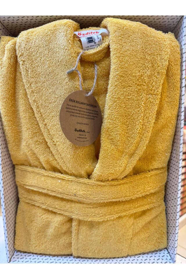 %100 Pamuk Colourist Şal Yaka Bornoz Gold