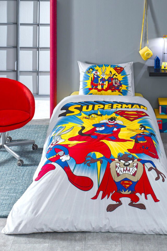 Looney Tunes Superman Tek Kişilik Lisanslı Çocuk Nevresim Takımı