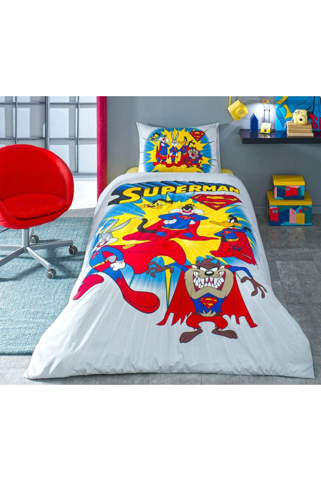 Looney Tunes Superman Tek Kişilik Lisanslı Çocuk Nevresim Takımı