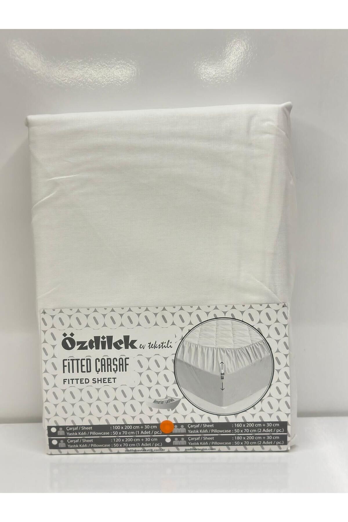 Colourist Çift Kişilik Fitted(Lastikli) Yastıklı Çarşaf 160X200+30-Beyaz