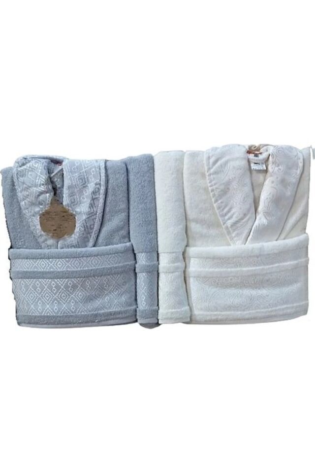 Dory Aile Bornoz Seti - Krem - Gri