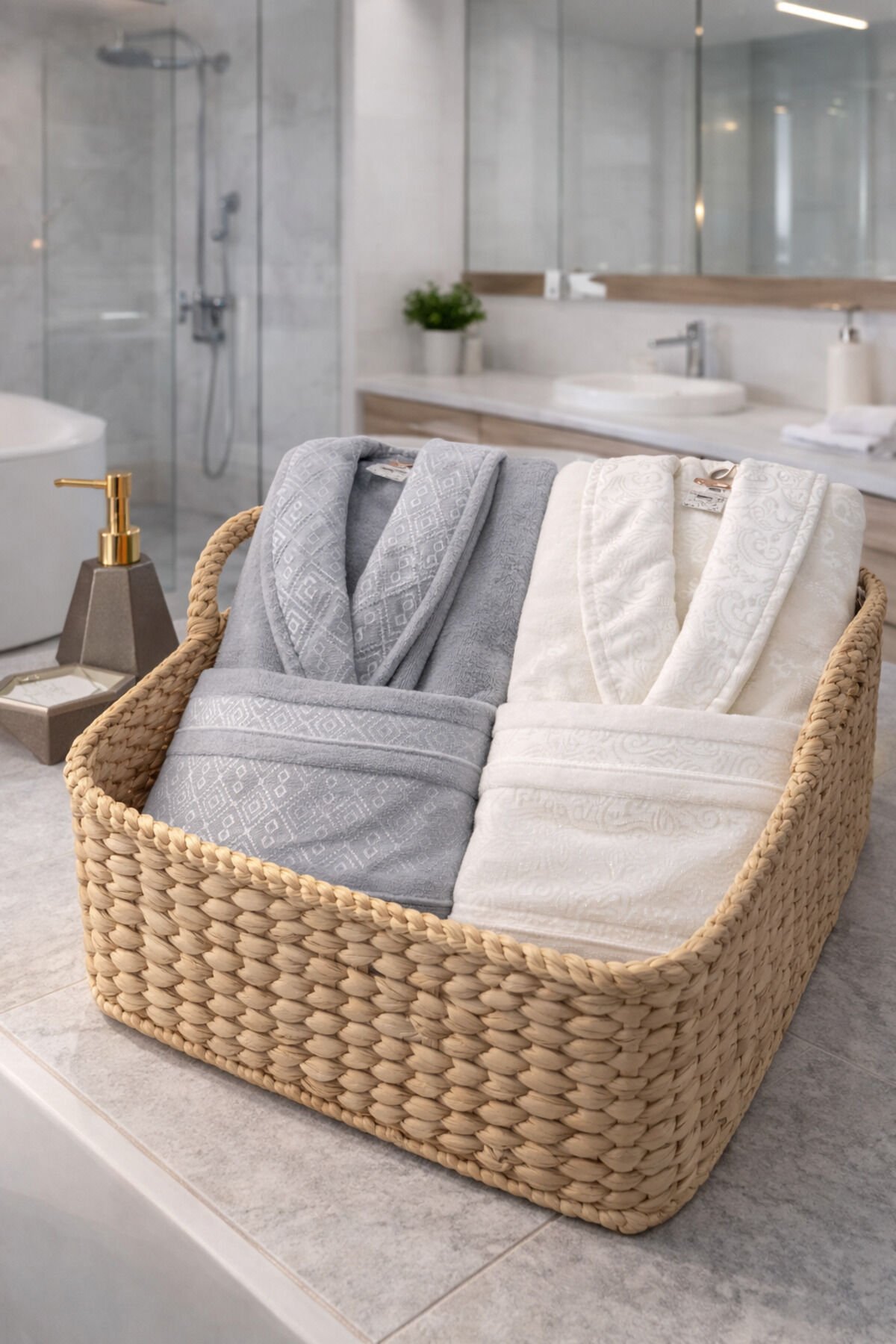 Dory Aile Bornoz Seti - Krem - Gri