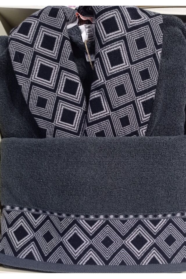 Snazzy Antrasit Pembe Aile Bornoz Seti Özdilek Bornoz Set