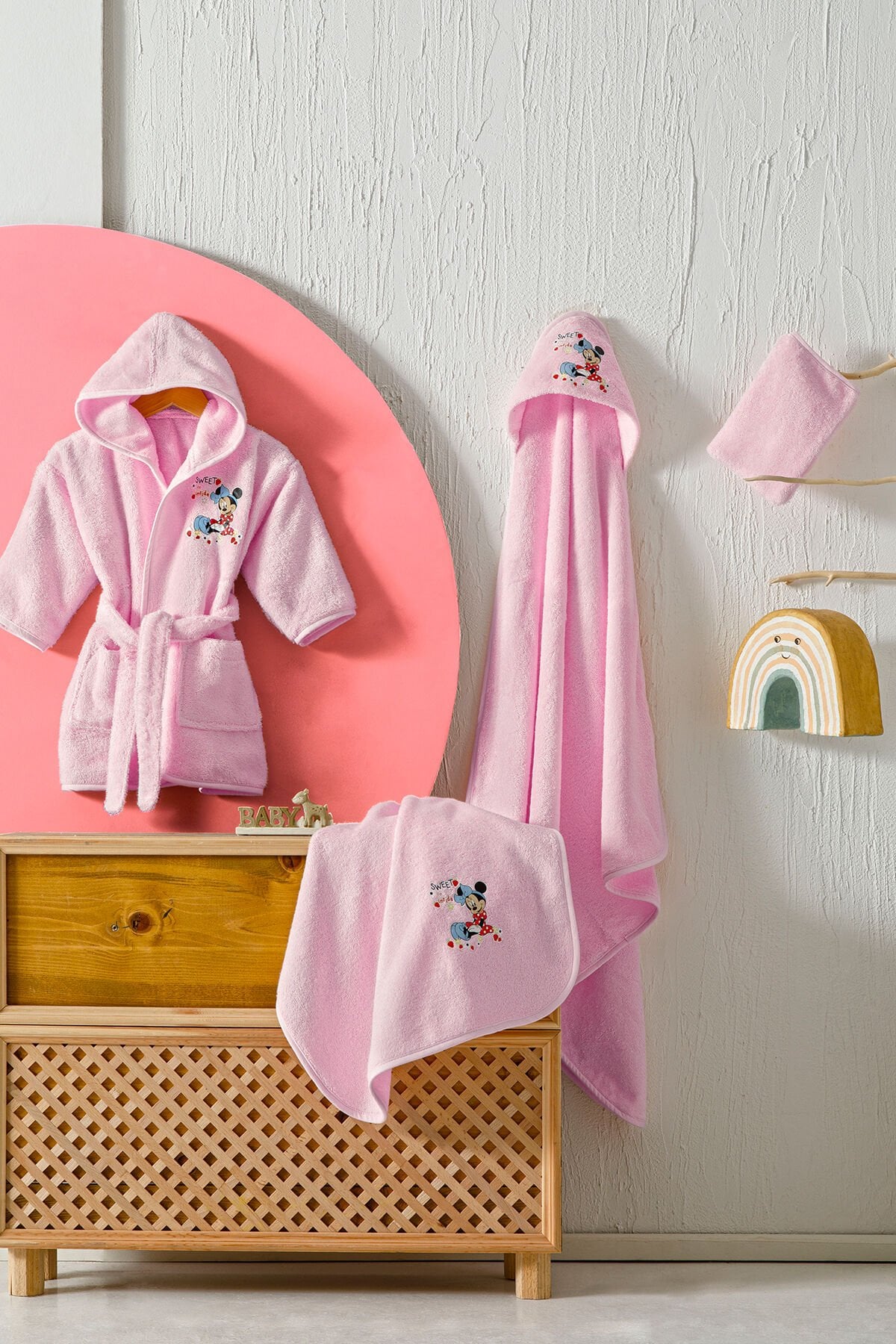 Minnie Mouse Disney Lisans Baskılı Bambu Yenidoğan Bebek Seti
