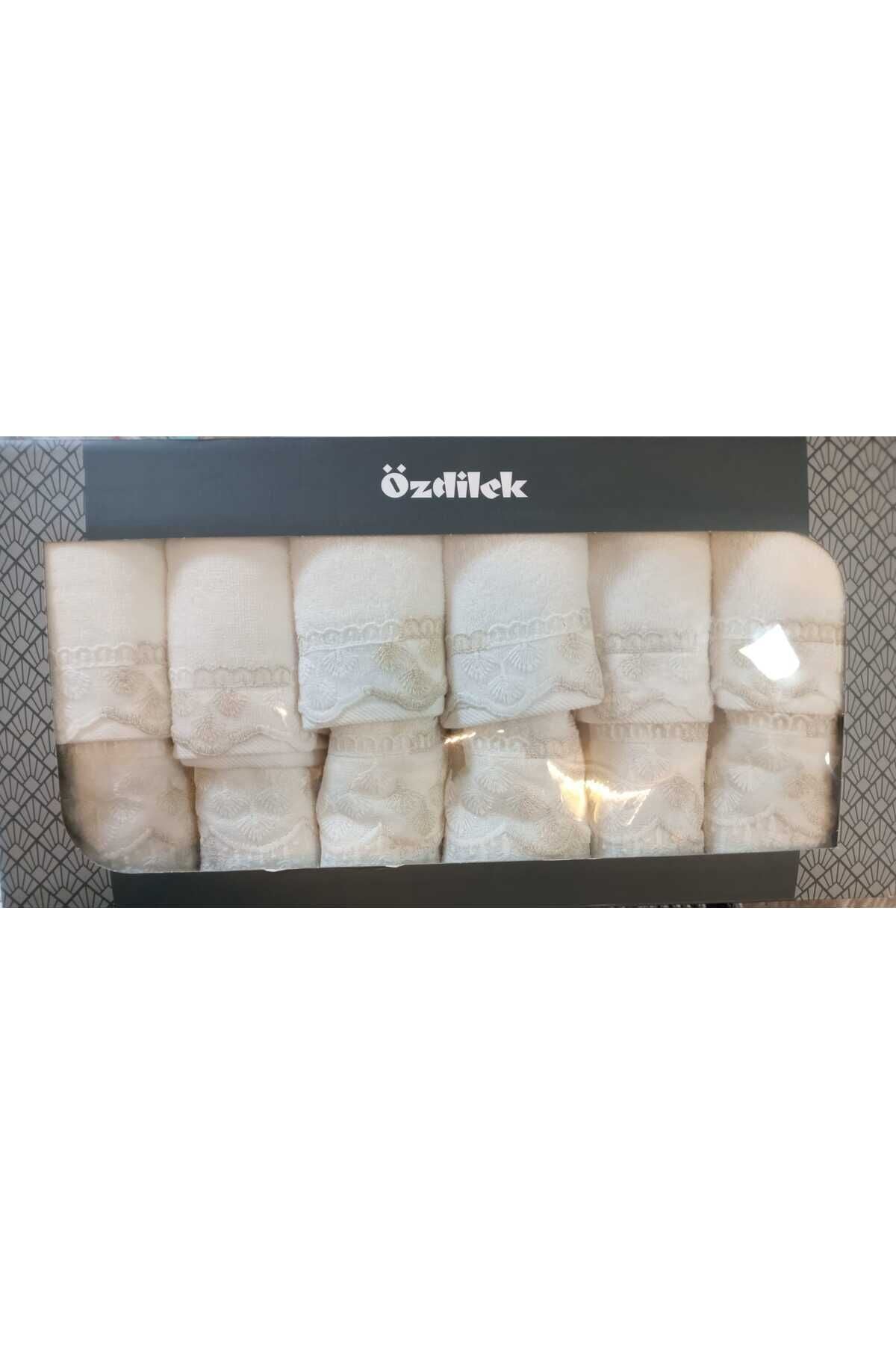 Beyza Güpürlü 12 'li Havlu Seti Krem Tek Ebat - 50 x 90