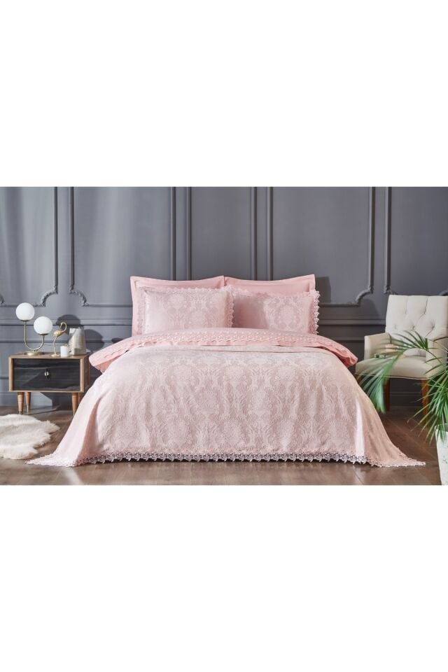 Çift Kişilik Nevresimli Pike Takımı Anna Pudra