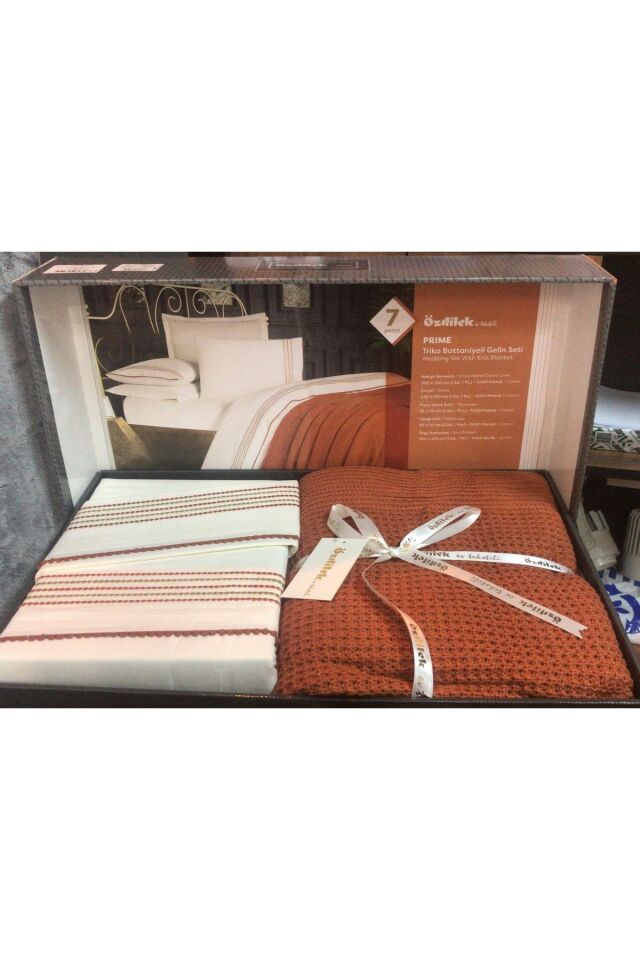Prıme Trıko Battaniyeli Gelin Seti Terrecotta