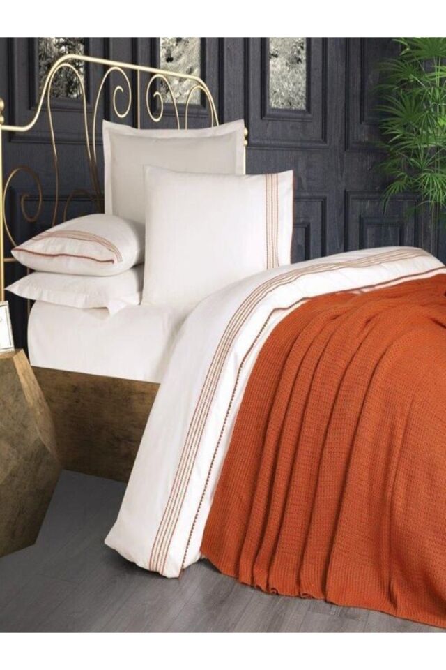 Prıme Trıko Battaniyeli Gelin Seti Terrecotta