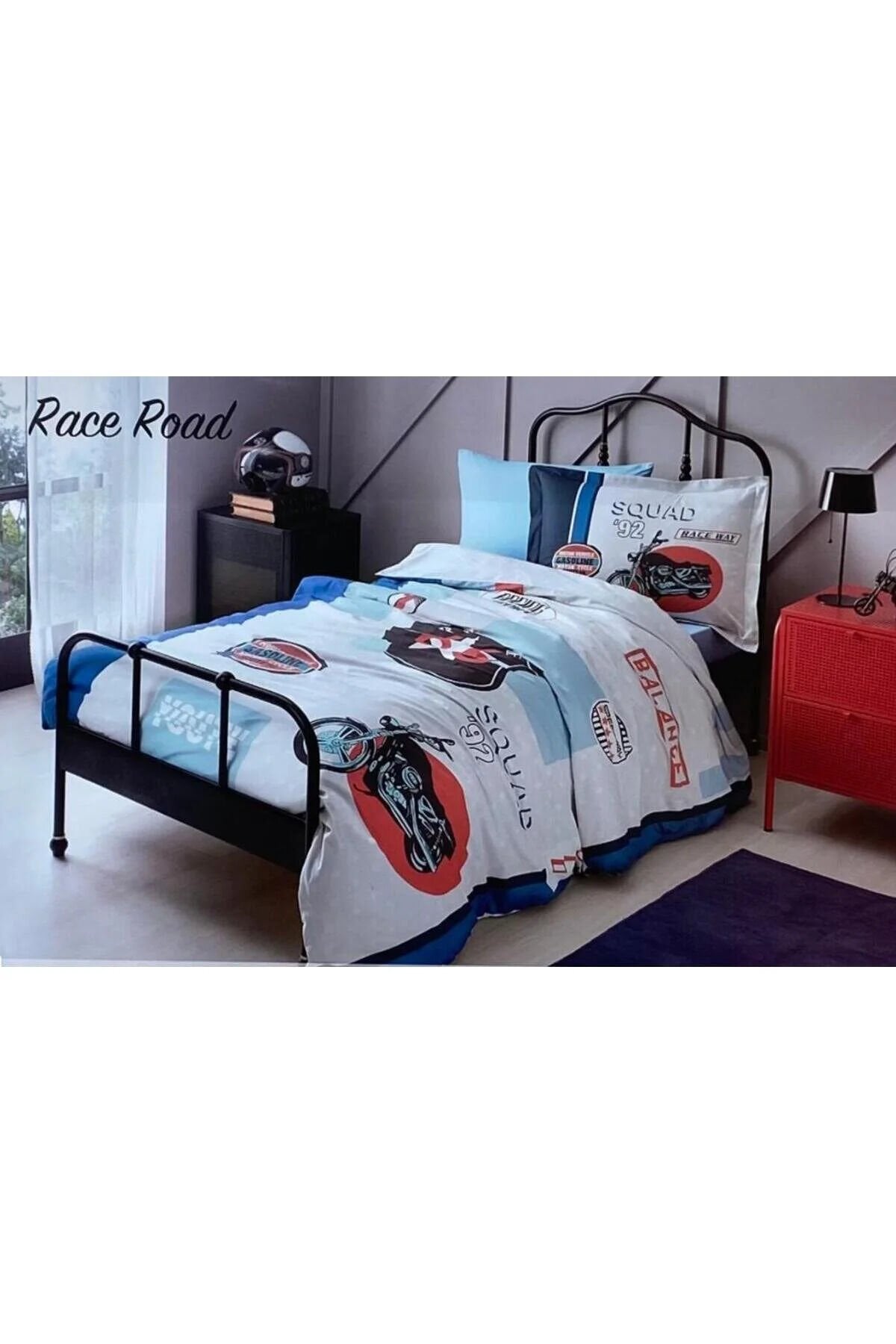 NEV.TK FITTED.CAR RF TK MAVI RACE TO WIN Tek Ebat - Tek Kişilik