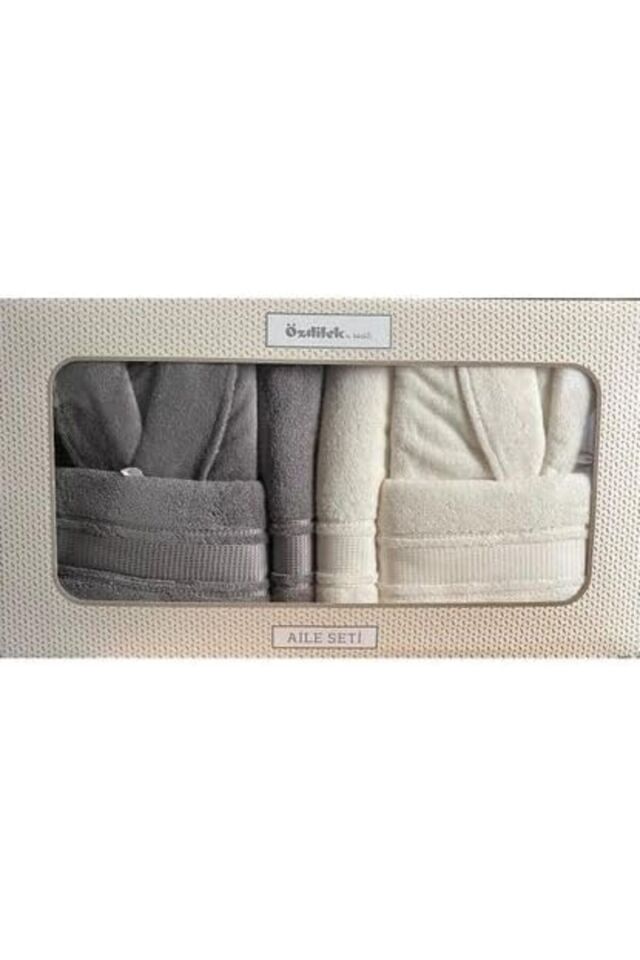 Colourist Bornoz Seti Gri Krem Büyük Beden Kadın(XL), Erkek(XL)