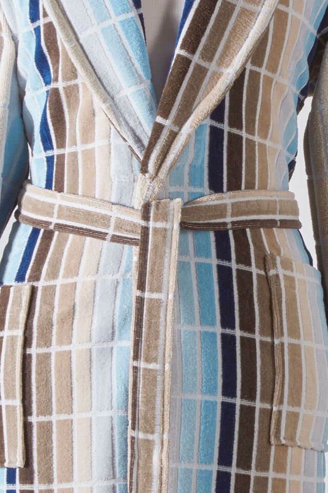 Hawai Line Kadife Şal Yaka Bornoz