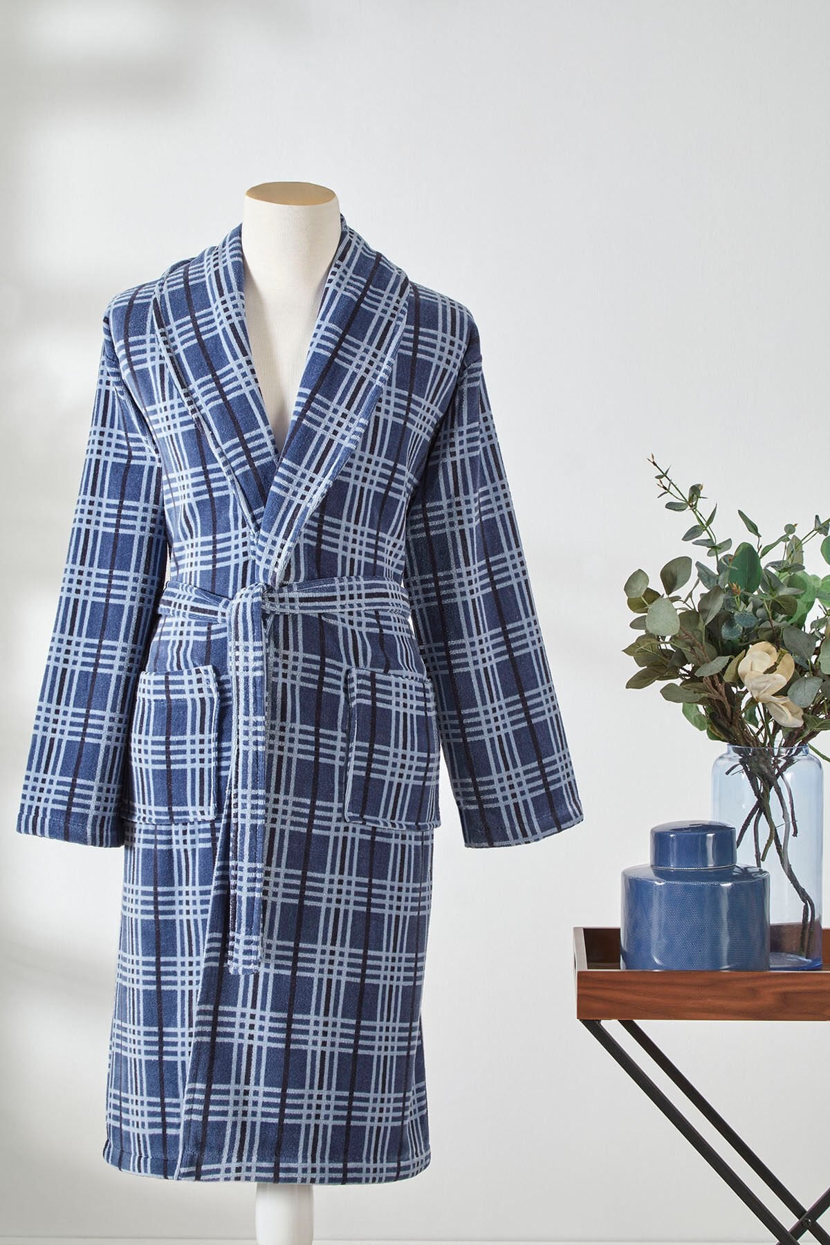 Hawai Ocre Kadife Şal Yaka Bornoz